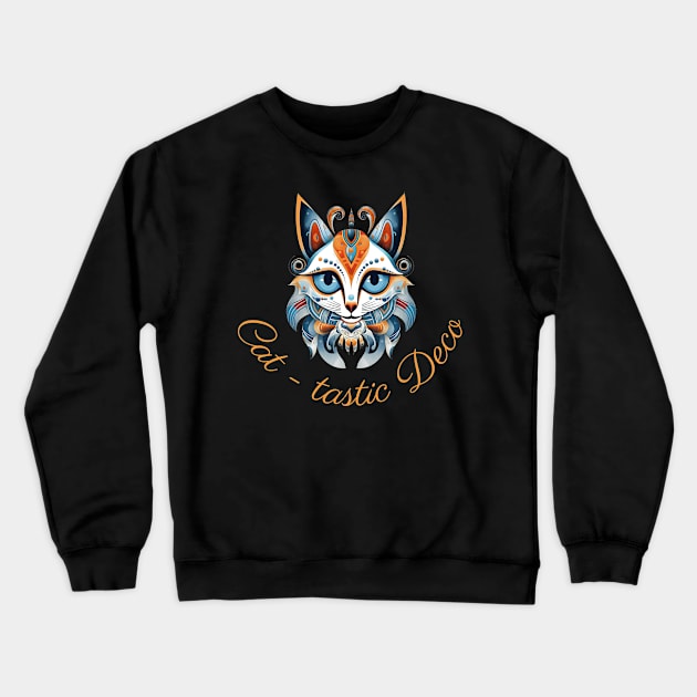 Cat Artworks Cat Art Deco Cat tastic deco Crewneck Sweatshirt by InkTrendy